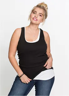 Geribde tanktop (set van 2), bonprix