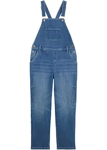 Meisjes denim tuinbroek, mid waist, bonprix