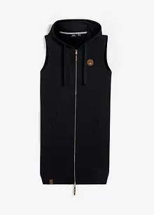 Lange sweat bodywarmer met capuchon, bonprix