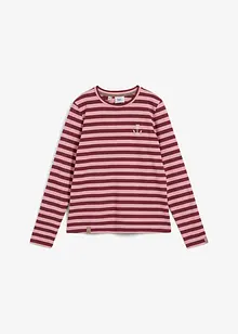 Gestreepte longsleeve met borduursel, bonprix