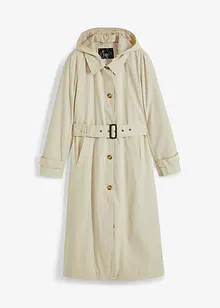 Lange jas in trenchcoat stijl met afneembare capuchon, bonprix