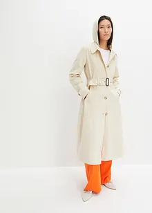 Lange jas in trenchcoat stijl met afneembare capuchon, bonprix