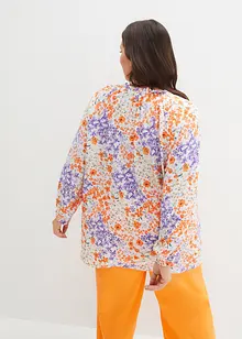 Wijde blouse in A-lijn met structuur, print en 7/8 mouwen, bonprix