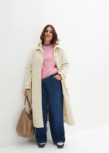 Kuitlange jas in trenchcoat stijl met afneembare capuchon, bonprix