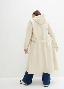 Kuitlange jas in trenchcoat stijl met afneembare capuchon, bonprix