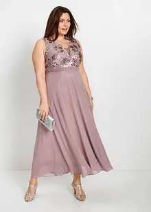 Maxi jurk met pailletten en borduursel, bonprix