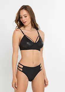 Bralette en string ouvert in wetlook (2-dlg. set), bonprix