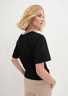 Vleermuisshirt met broderie anglaise, bonprix