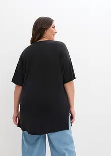 Longshirt met V-hals en vleermuismouwen, bonprix