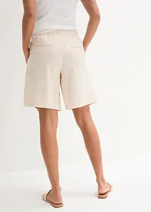 Wijde short met bandplooien, linnen en high waist comfortband, bonprix