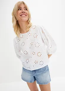 Blouse met broderie anglaise, bonprix