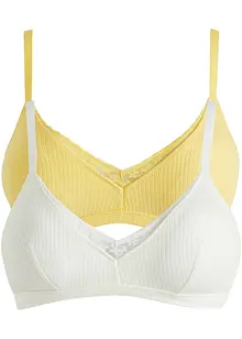 Bralette zonder beugels met gevulde cups en biologisch katoen (set van 2), bonprix