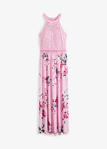 Maxi jurk met bloemenprint en kant, bonprix