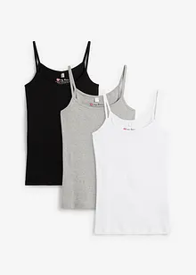 Spaghetti top van katoen (set van 3), bonprix