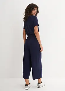 Jersey jumpsuit met V-hals, korte mouw, bonprix