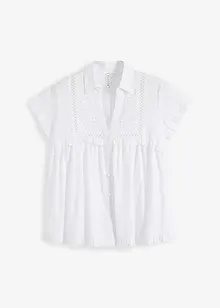 Blouse met korte mouwen en broderie anglaise, bonprix