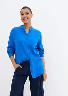 Lange mousseline blouse van katoen met zijsplitten, bonprix