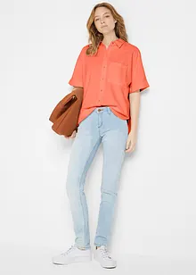 Oversized blouse met halflange mouwen en linnen, bonprix