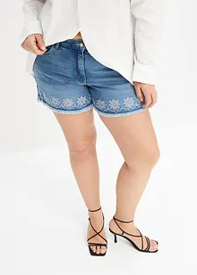 Jeans short met broderie anglaise, bonprix