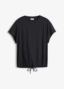 Shirt in een katoen-viscosemix met strikkoordje aan de zoom, bonprix