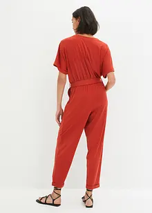 Jersey jumpsuit met structuur en strikceintuur, cropped, bpc bonprix collection