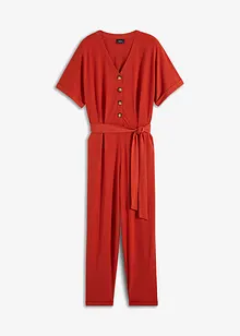 Jersey jumpsuit met structuur en strikceintuur, cropped, bpc bonprix collection