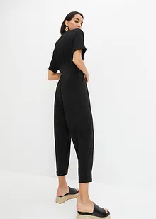 Jersey jumpsuit met structuur en strikceintuur, cropped, bpc bonprix collection