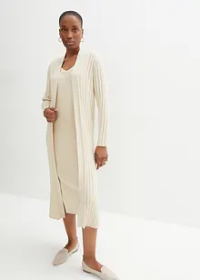 Lang gebreid vest met zijde, bonprix