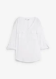 Blouse met lange mouwen en V-hals van vloeiende viscose, bonprix