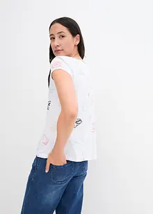 Gedessineerd carmen-shirt met ronde hals van biologisch katoen, bonprix