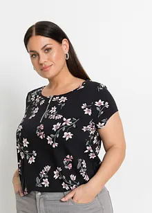 Shirt met ritssluiting in een katoenmix, bonprix