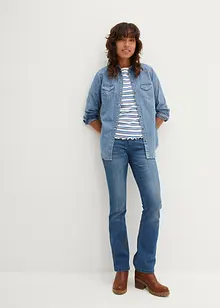 Geribd shirt met schulprandjes, 3/4 mouw, bonprix