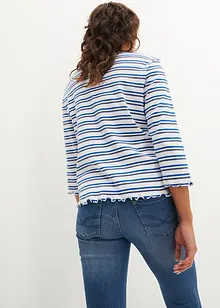 Geribd shirt met schulprandjes, 3/4 mouw, bonprix