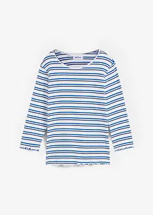 Geribd shirt met schulprandjes, 3/4 mouw, bonprix