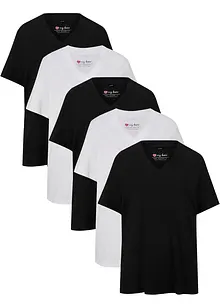 Wijd longshirt met V-hals (set van 5), korte mouw, bonprix