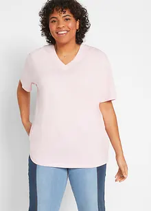 Wijd longshirt met V-hals (set van 5), korte mouw, bonprix