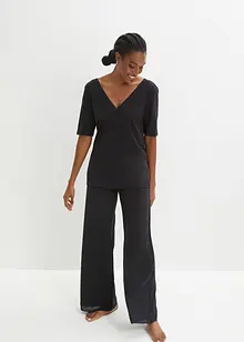 Pyjama met viscose en wijde broek (2-dlg. set), bonprix