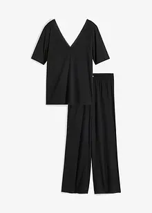 Pyjama met viscose en wijde broek (2-dlg. set), bonprix