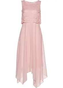 Premium chiffon midi jurk met kant, bonprix