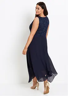 Premium chiffon midi jurk met kant, bonprix