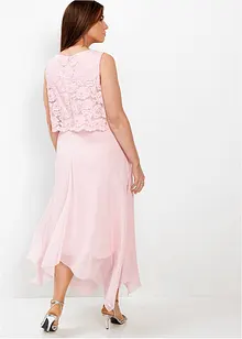 Premium chiffon midi jurk met kant, bonprix
