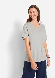 Wijd longshirt met V-hals, korte mouw  (set van 5), bonprix