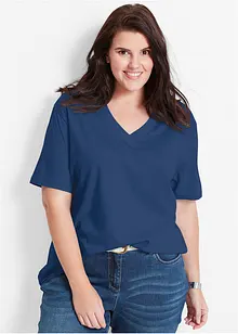 Wijd longshirt met V-hals, korte mouw  (set van 5), bonprix