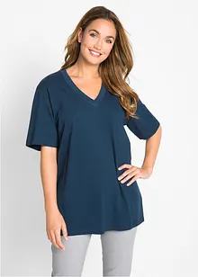 Wijd longshirt met V-hals, korte mouw  (set van 5), bonprix
