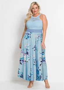 Maxi jurk met bloemenprint en kant, bonprix