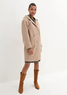 Korte coat in wollen look met capuchon, bonprix