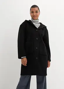 Korte coat in wollen look met capuchon, bonprix