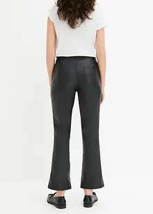 Wijde imitatieleren broek met mid waist, bonprix