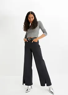 Wide leg jeans met high waist en splitten, RAINBOW