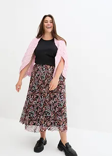 Mesh rok in midilengte met comfortband, bonprix